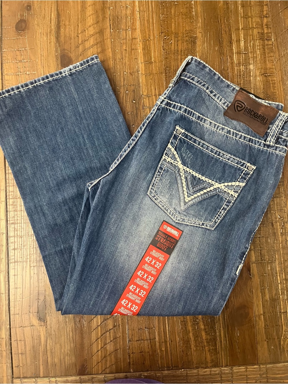 Rock & Roll Denim Double Barrel Bootcut Jeans Men’s 42x32 NWT Medium Wash
